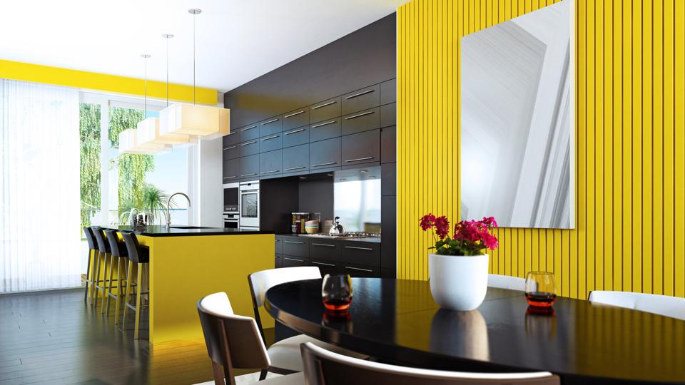 Wall colour for kitchen, yellow black