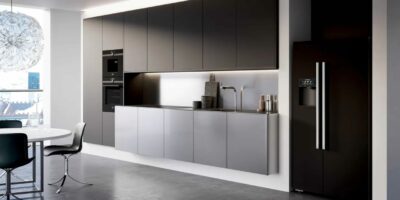 grey kitchen cabinets with countertops, sink, appliances, kitchen cupboard colour combinations