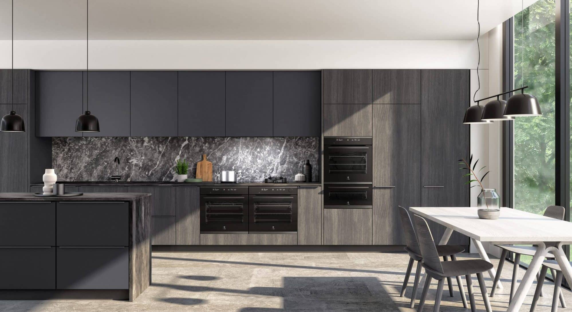 Black modular kitchen setting