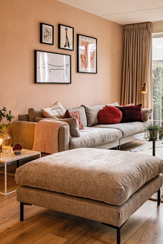 Peaches and beige for hall colour combination ideas