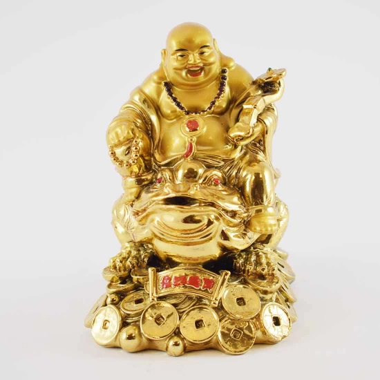 Laughing Buddha on frog