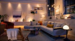 Living room with layered lighting