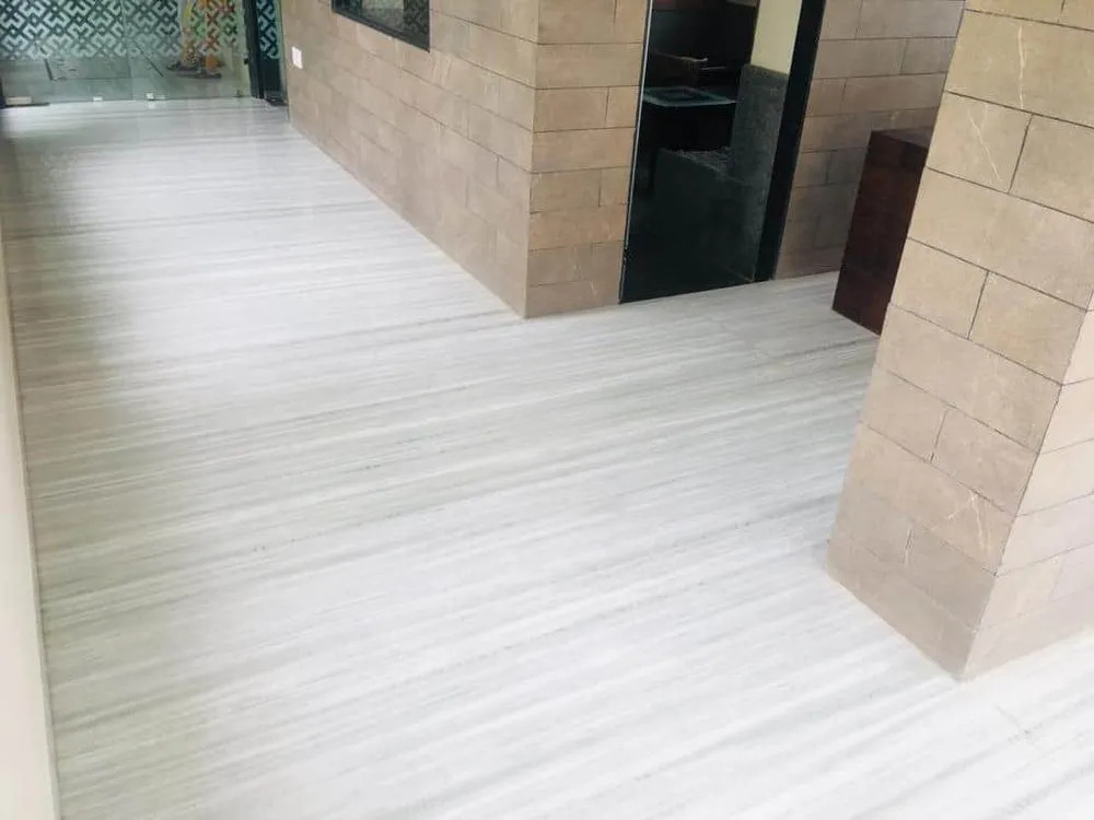 Flooring in white with dungri marble