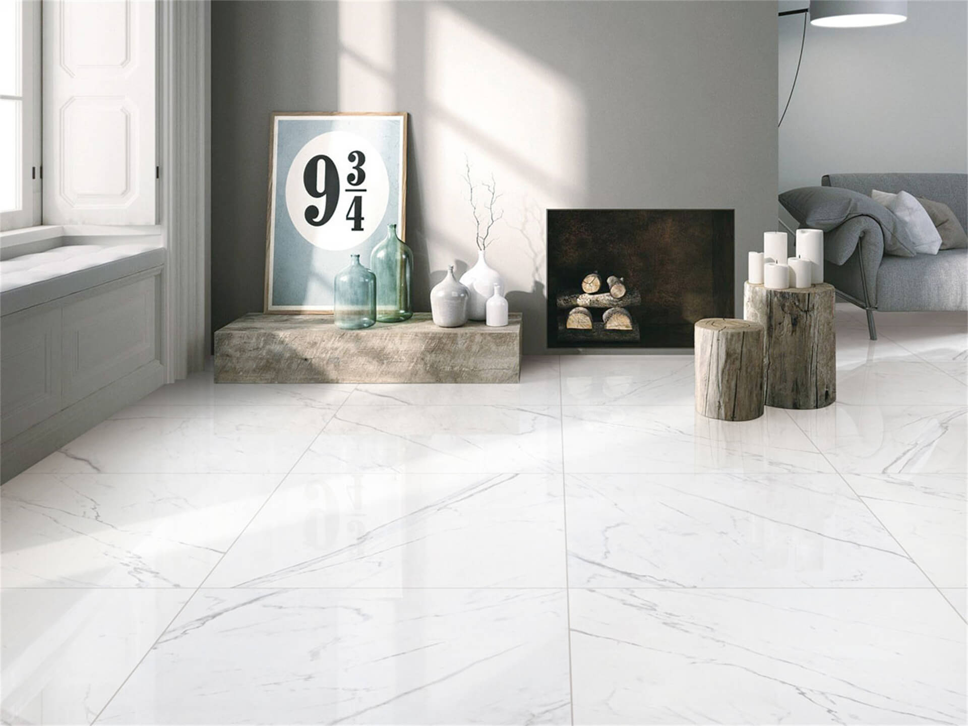 A basic marble flooring with decor