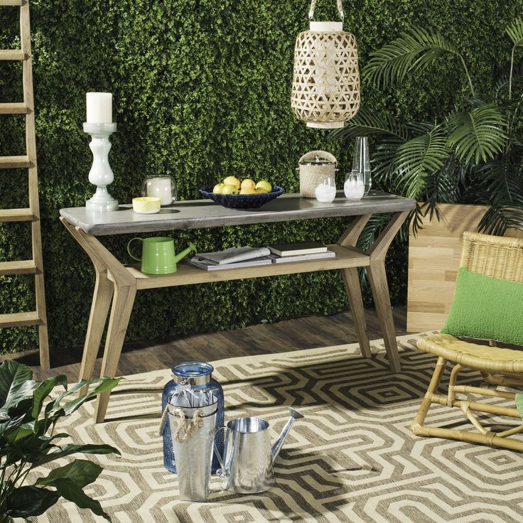 outdoor console table design, placed in home garden