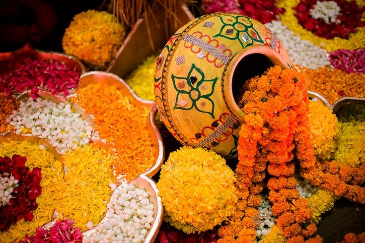 Pot decoration for haldi ceremony