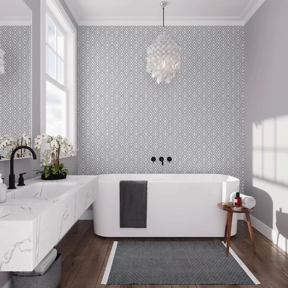 Lavish grey tiles used in washroom