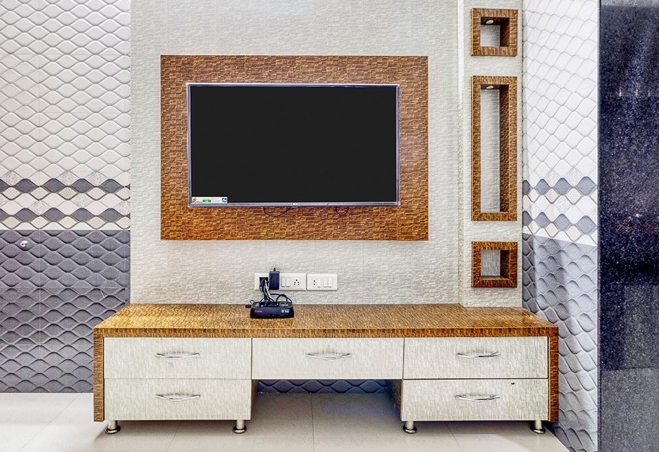 A minimalist PVC tv unit with TV