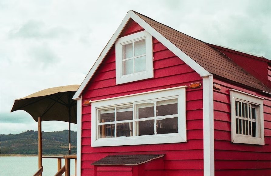 red and white home colour combination, outside walls, bold and beautiful appearance