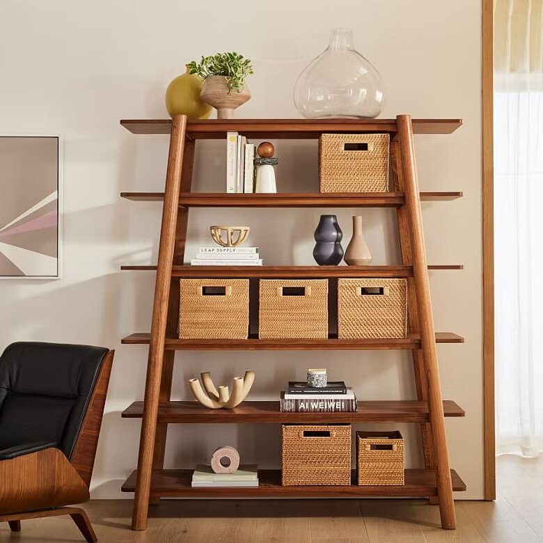 Ladder wooden bookshelf for s،wcasing your books and other decors