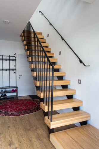 Floating wooden staircase