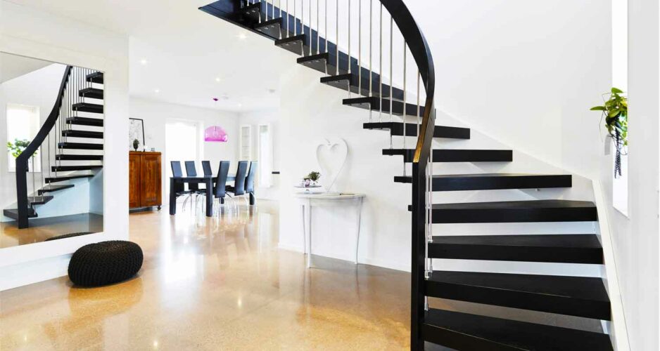 dark brown modern looking staircase