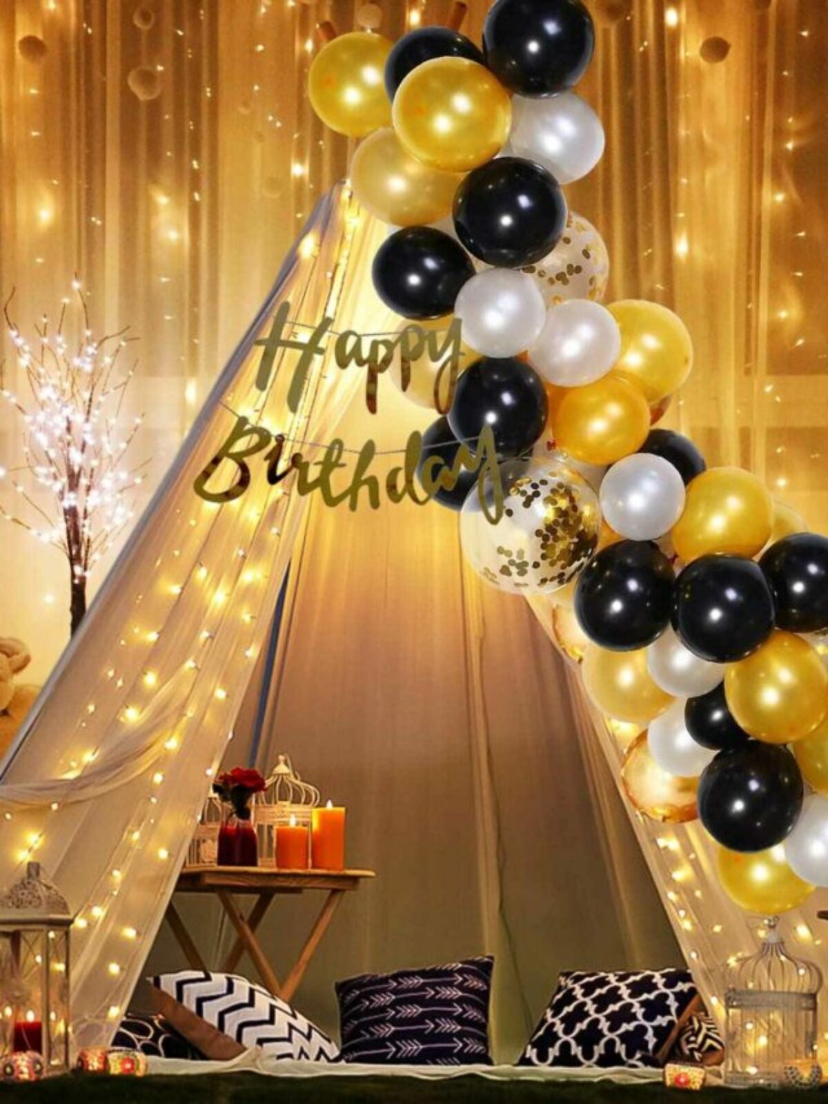 Birthday Party Decoration Room With Table Setup And Balloon. Stock Photo,  Picture and Royalty Free Image. Image 139313108.