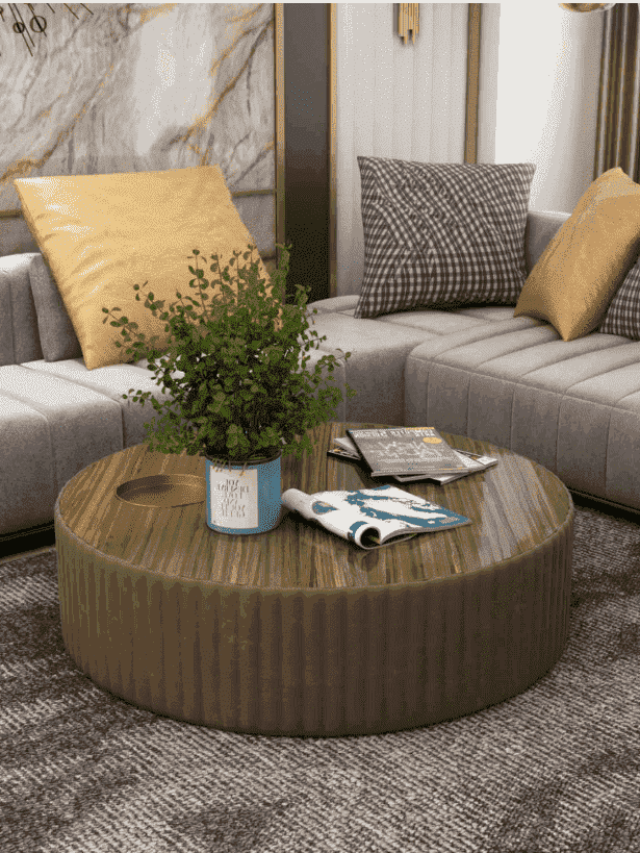 center table with sofa and plant