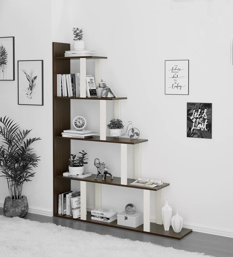 White and black coloured ladder book shelf for your modern ،me