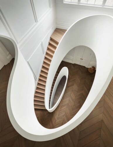 A white staircase design