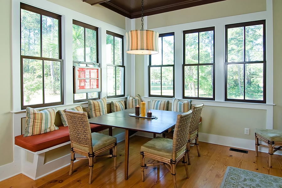 Minimalist windows with dining table