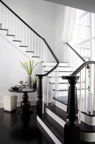 black and white transitional staircase