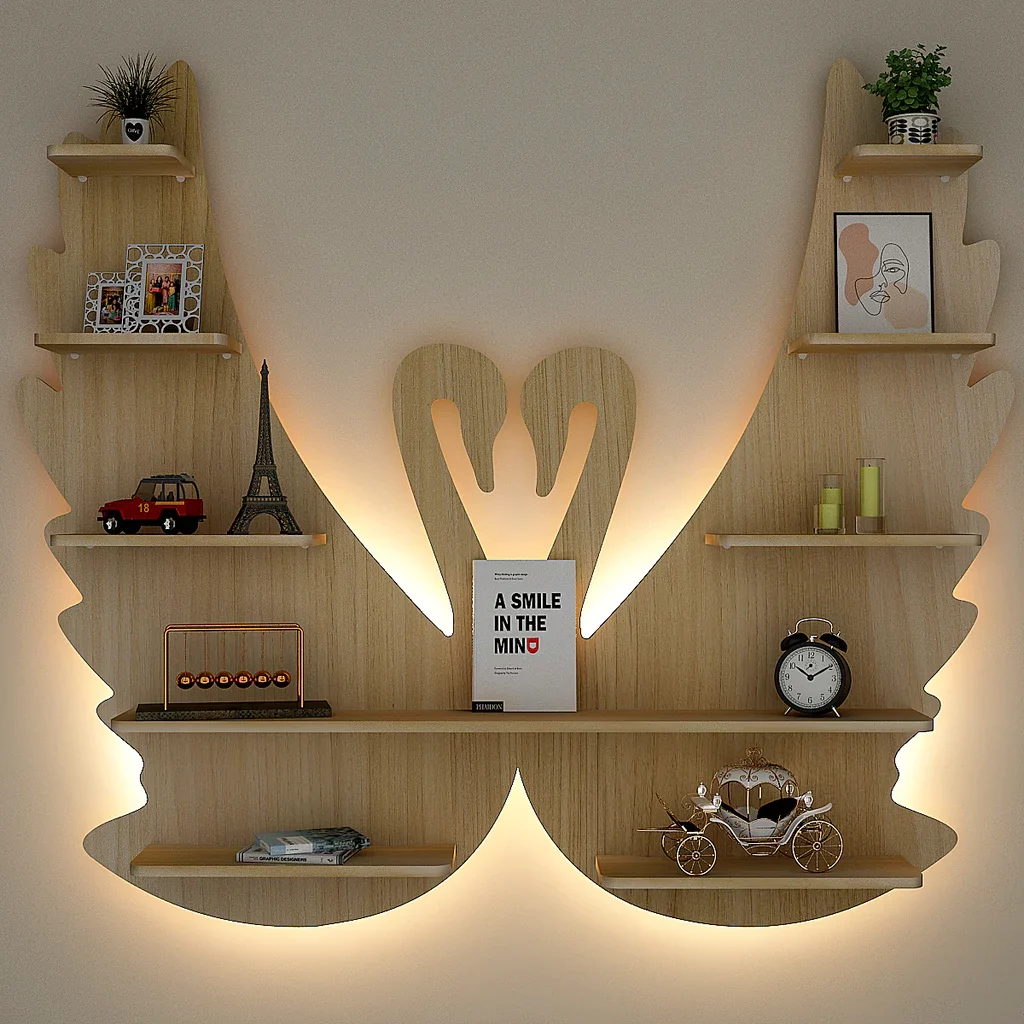 modern Wall mounted wooden s،wcase for books, clock, p،to frames and other decors for your hall