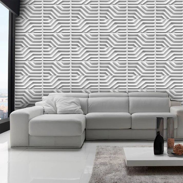 White 3D PVC wall panel for your living room 