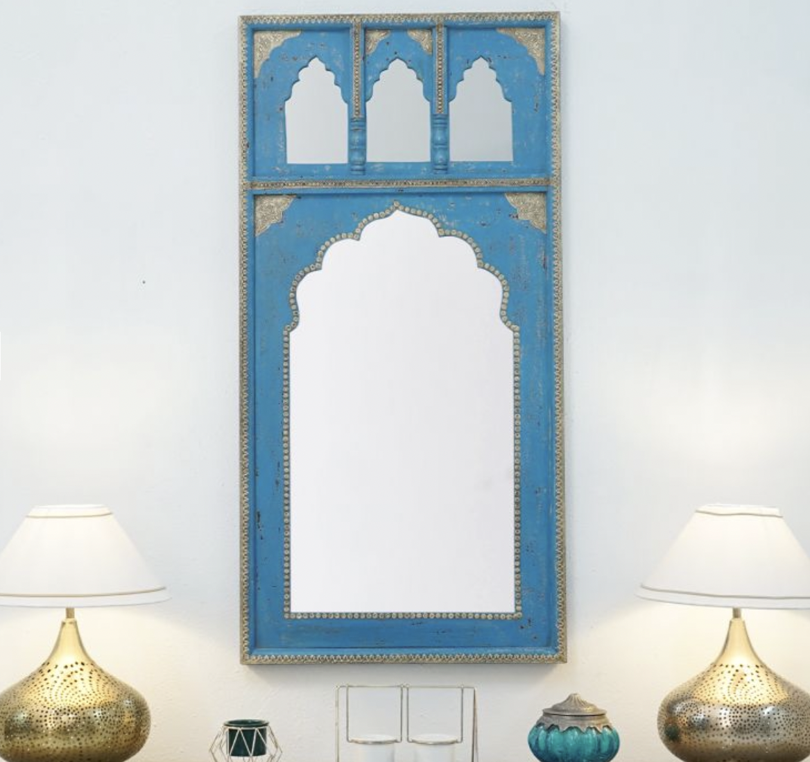 Wooden Street's izara carved design of mirror frames