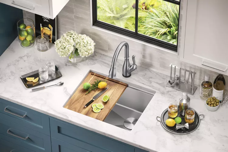 Workstation sink kitchen design for your modern kitchen