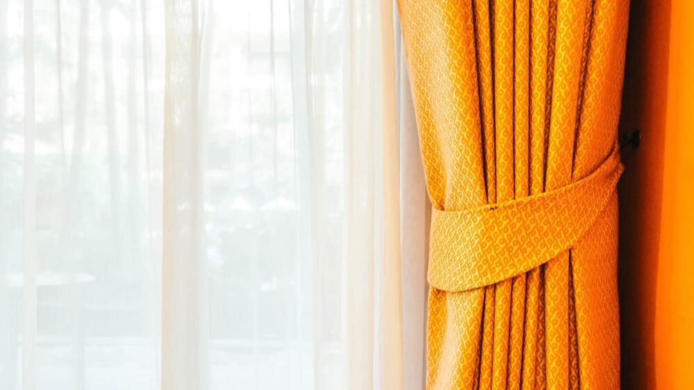 yellow window curtain