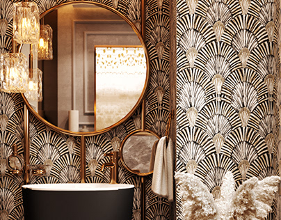 bold patterns for walls, restroom design