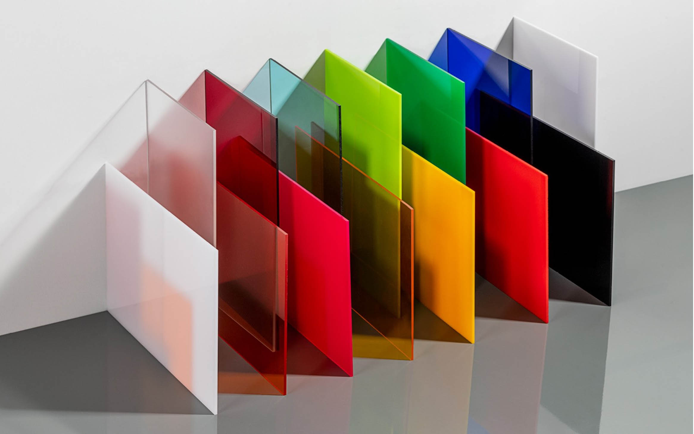 A colourful pile of plexiglasses