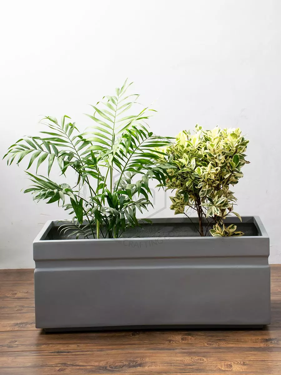 fiber planter with plants
