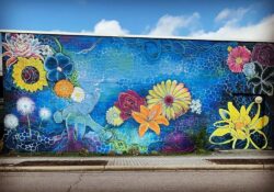 Nature themed wall mural art for outdoor walls