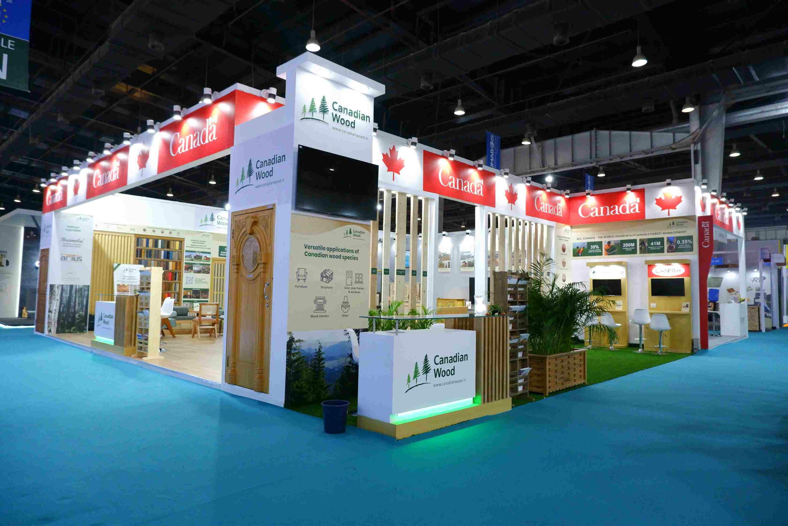 Canadian wood booth at DelhiWood showcasing innovative wood products for different applications
