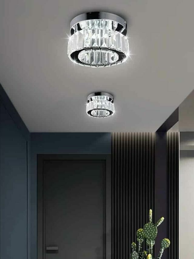 grey ceiling with bright lights