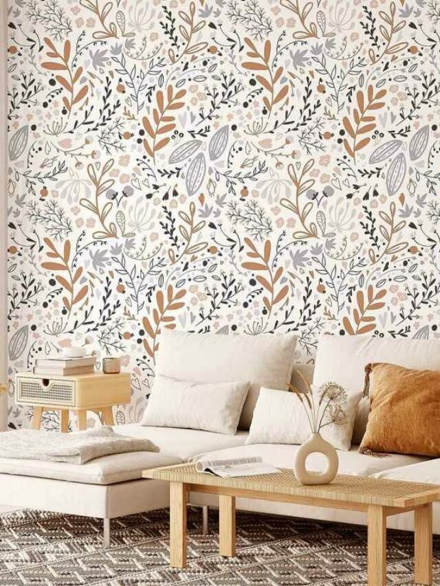 nature inspired wallpaper in the living room