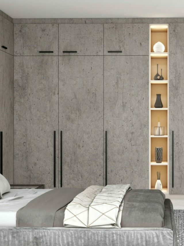 grey closet in a bedroom