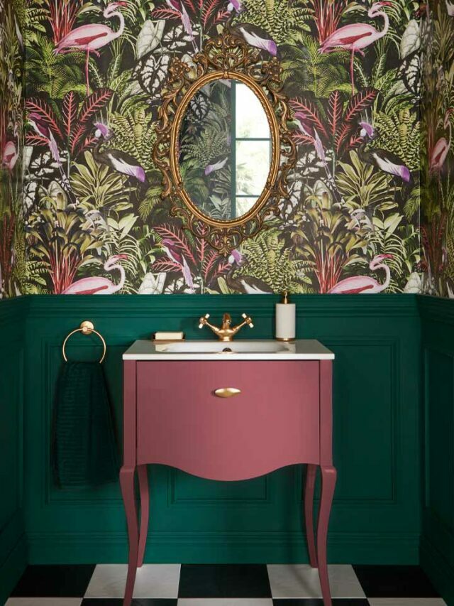 lush forest wallpaper with basin