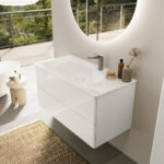 Villeroy & Boch designer bathroom collection Atao with ceramic washbasins, illuminated mirrors and bathroom vanities