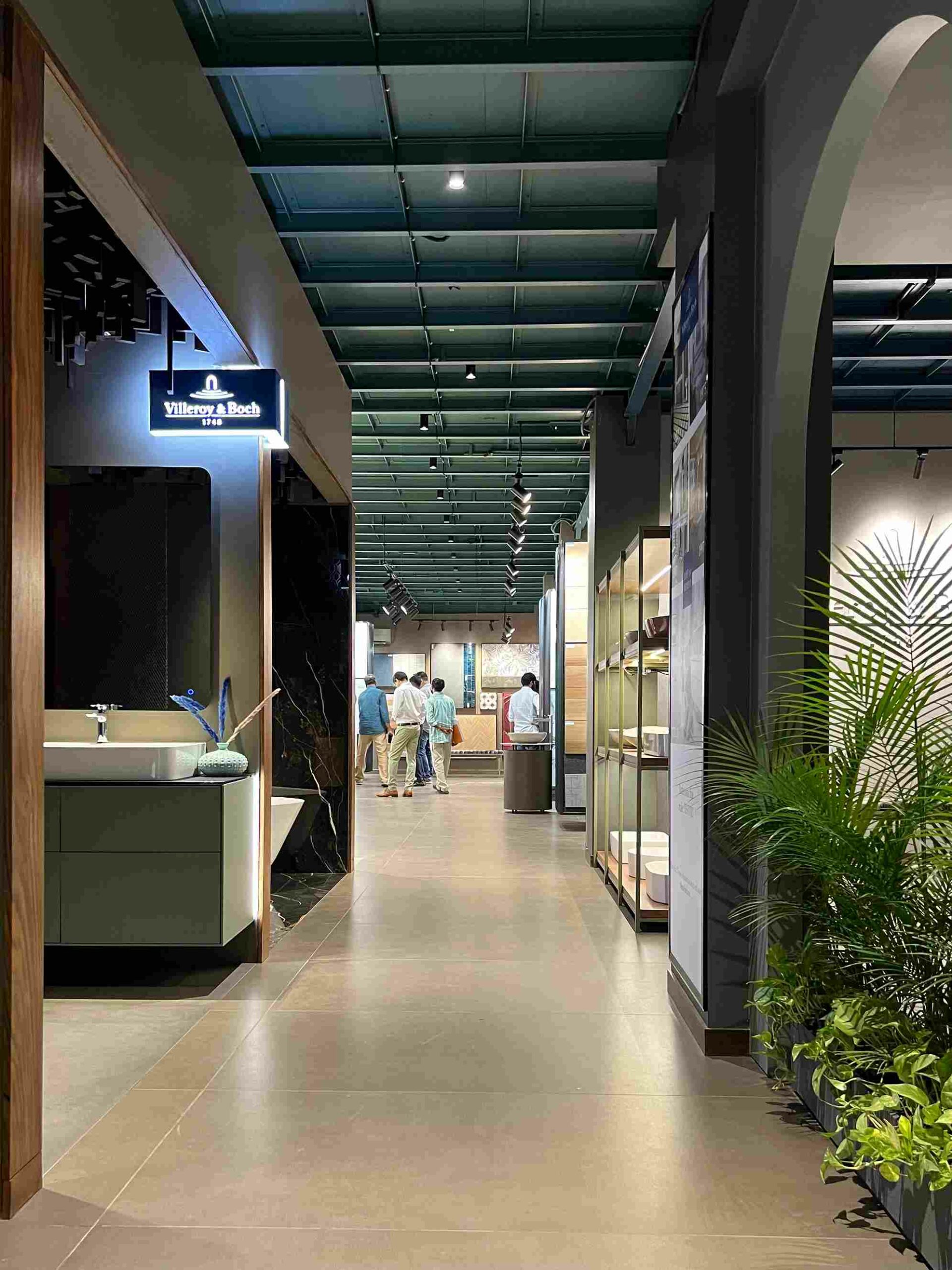 premium sanitaryware, bathroom fittings and tiles from Villeroy & Boch displayed at the store, Mr. Althaf Naina's store