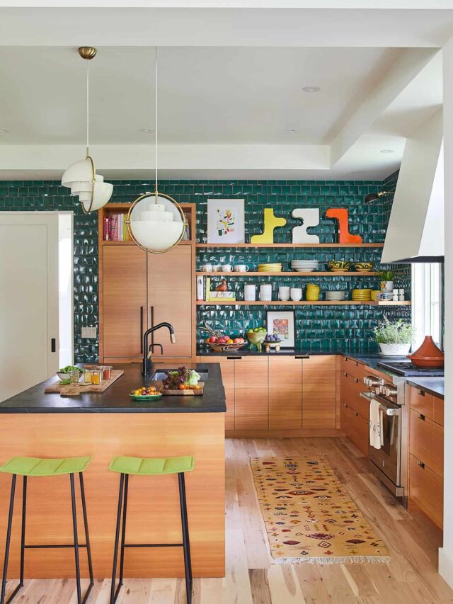 green backsplash kitchen