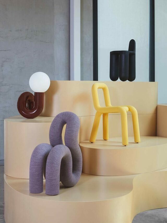 colourful scultural chairs