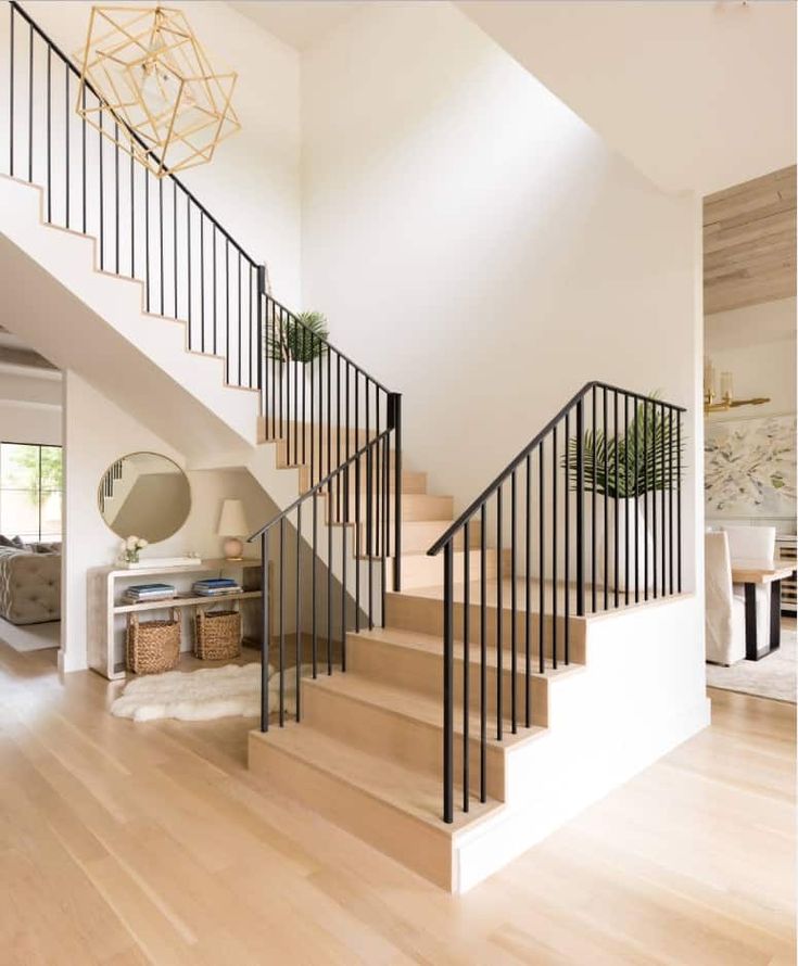 stairs for home, design in clockwise, minimalistic, metal railing