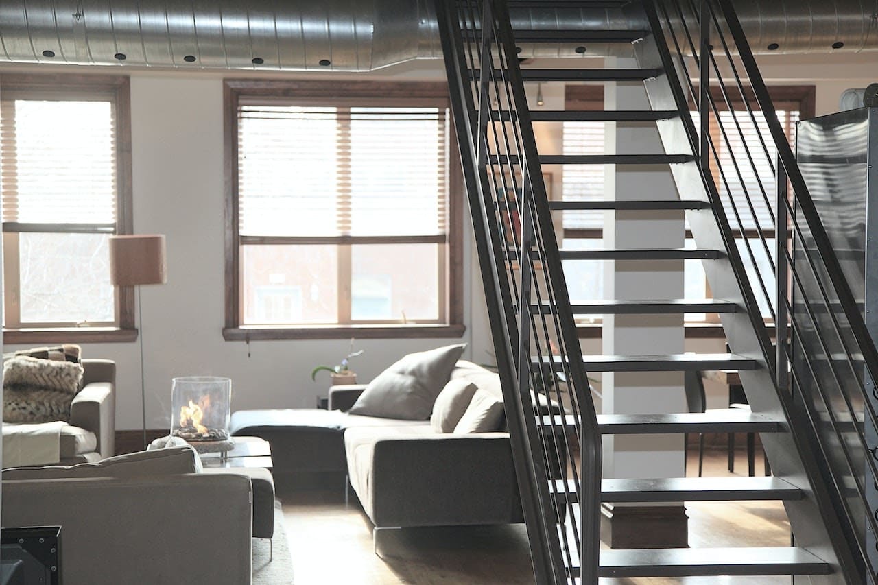 Durable metal steps, metal industrial stairs for small space living area