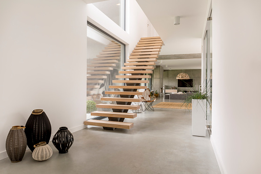modern wood staircase design for home