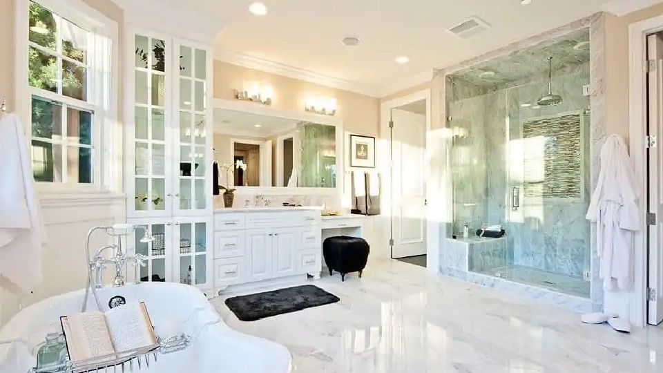 modern bathroom ceiling design with all white base