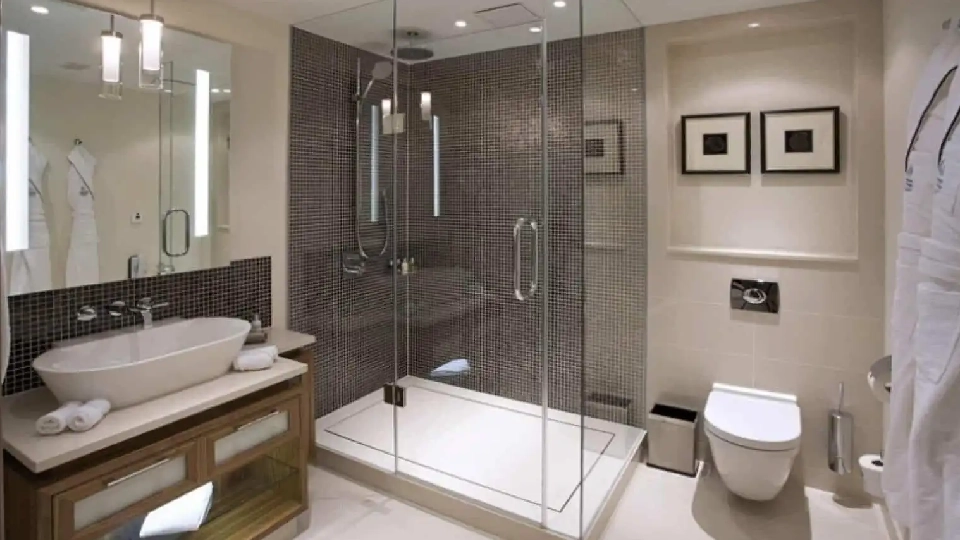 small bathroom design without bathtub with ceiling and floor