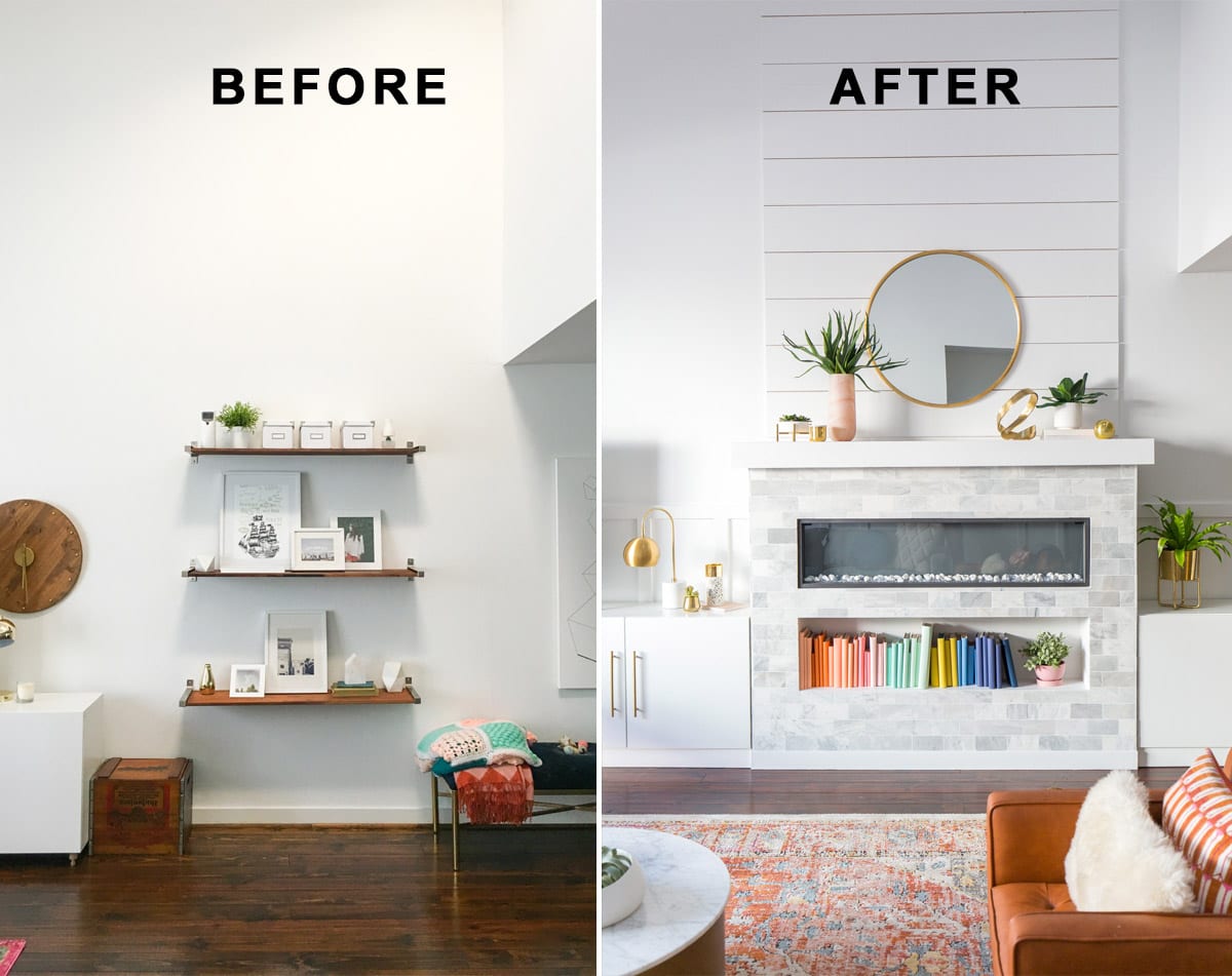 before and after image of your hall space
