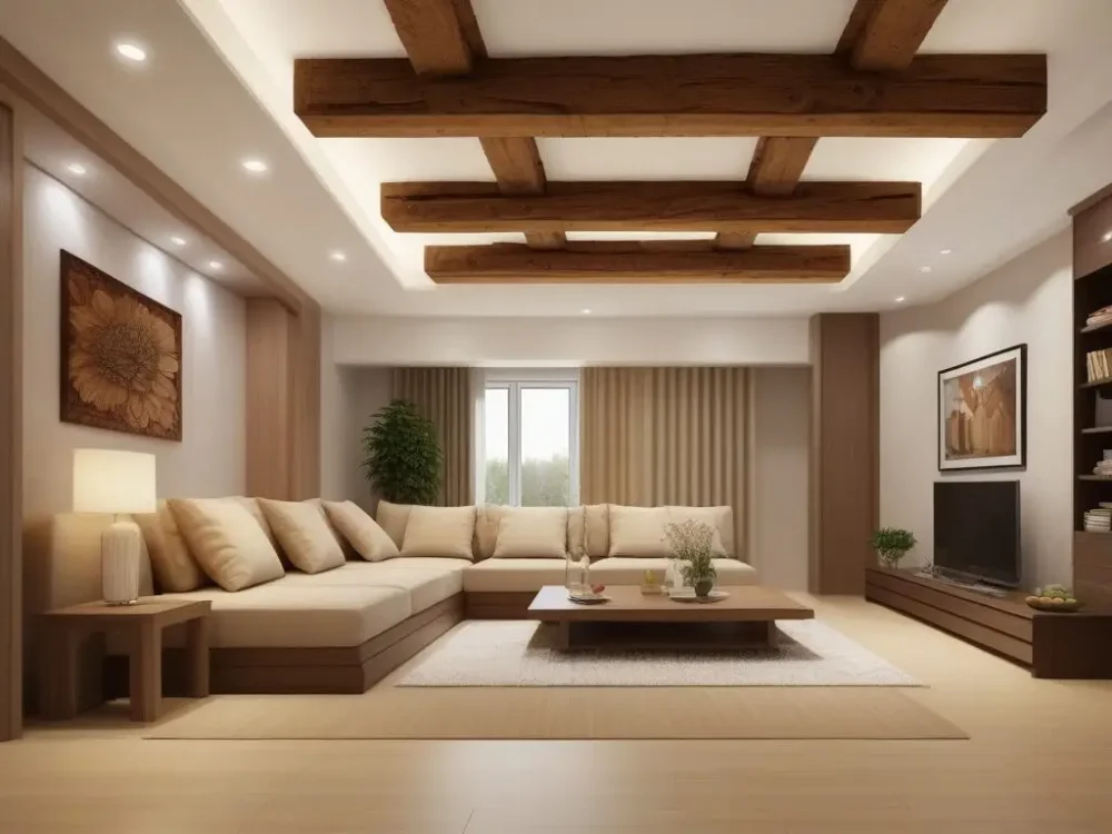 wooden logs in false ceilings