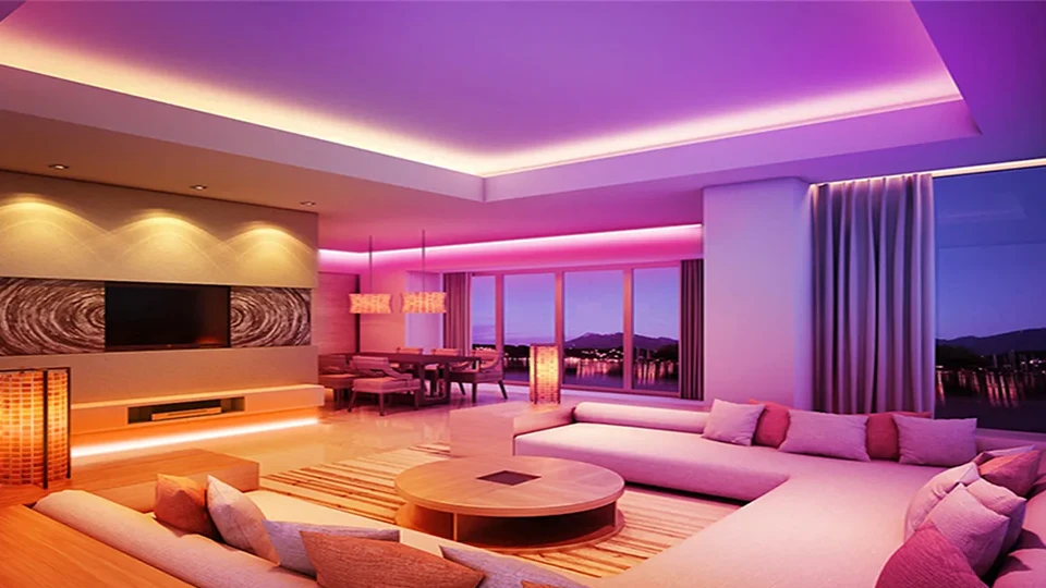 living room with colour led light