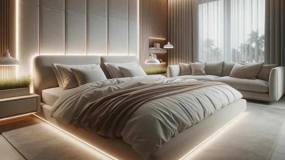 bedroom with led lighting