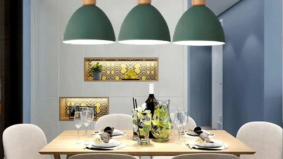 led lighting over dining table